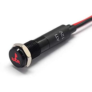 Alpinetech Plb8Ms 8Mm 5/16" 12V Led Metal Signal Indicator Pilot Dash Light Black Bezel With Symbols (Temperature Warning)