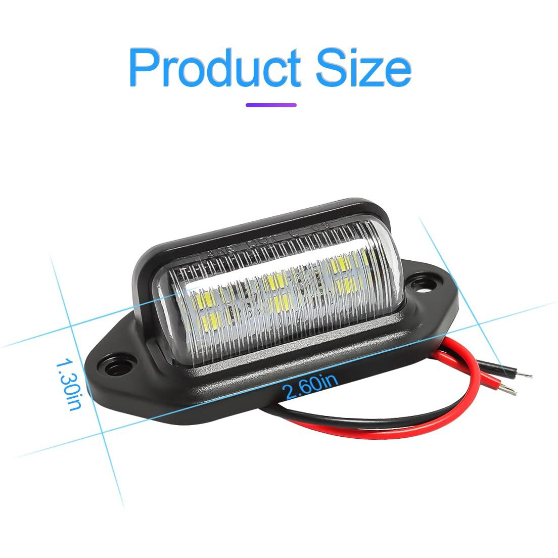 Hipopy 2Pcs Led License Plate Light, 12V/24V Waterproof 6-Smd License Plate Lamp Tail Light For Most Cars, Trucks, Trailer, Buses, Step Courtesy Light, Dome/Cargo Lights (Blue)