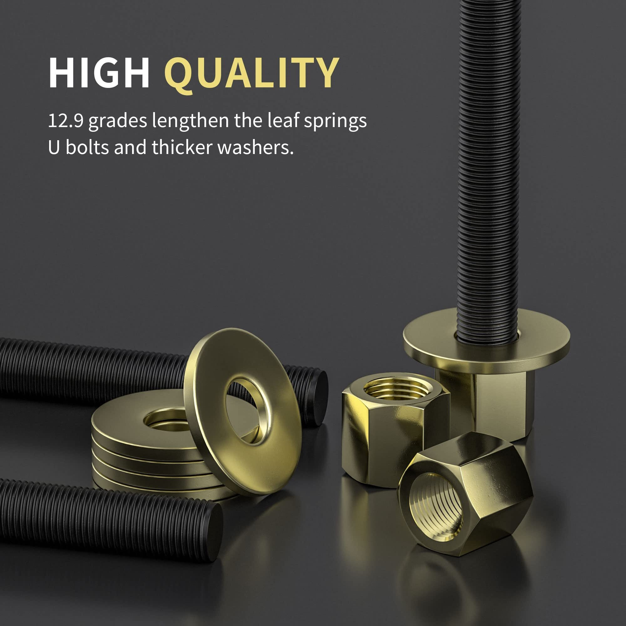 Richeer 2'' Rear Leveling Lift Block Kit Compatible With 1999-2023 Silverado 1500 Sierra 1500, 2 Inch Black Leveling Lift Block Extended Square U-Bolts