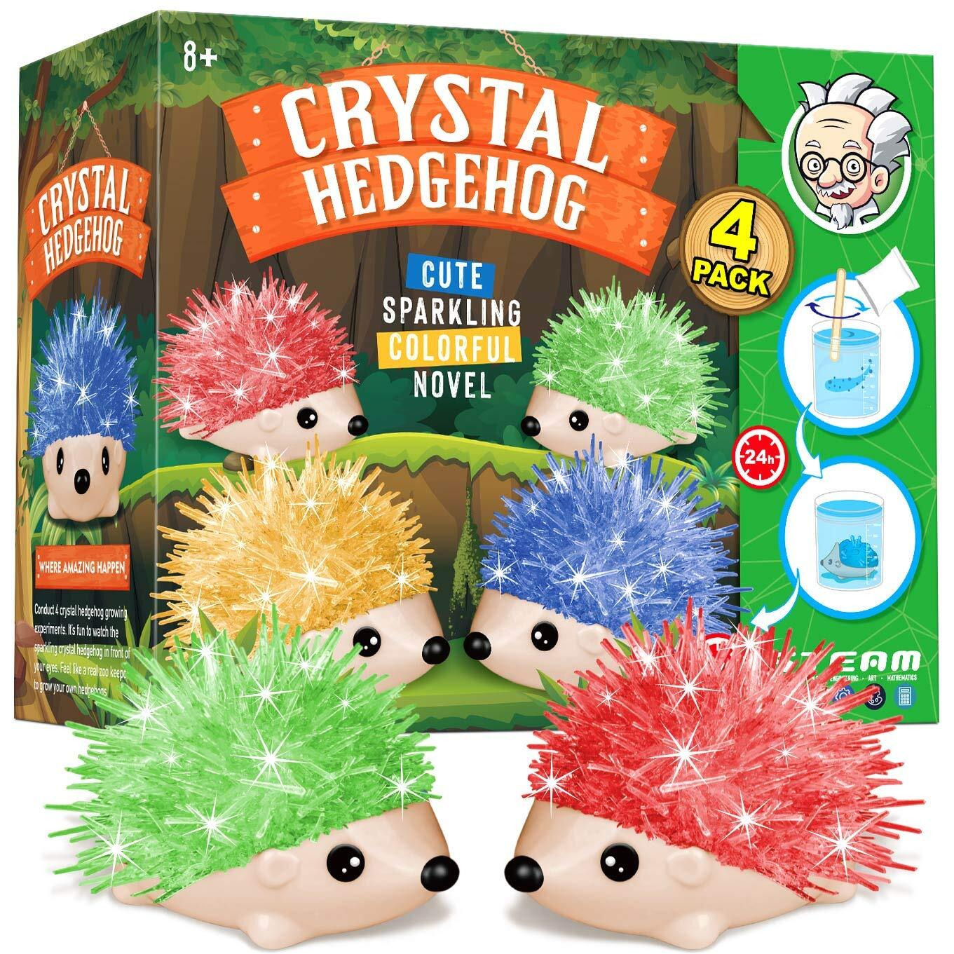 Xxtoys Crystal Growing Kit For Kids - 4 Vibrant Colored Hedgehog To Grow - Science Kits For Kids Age 6-8 - Toys For Boys Age 8-12 - Great Gifts Idea For 9 Year Old Girls, Stem Projects For Kids