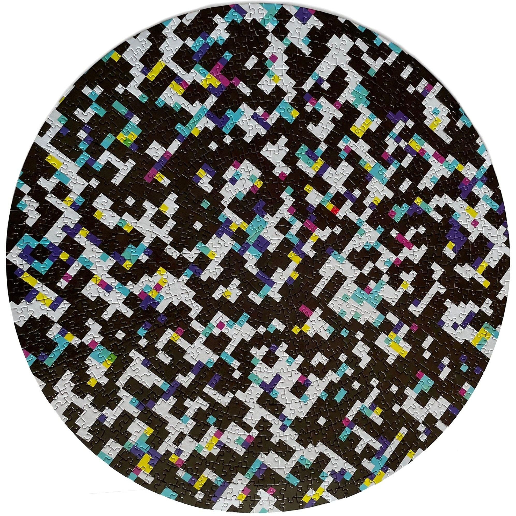 Jigsaw Puzzles 1000 Pieces For Adults And Kids -Hard Puzzle For Adults - Round Colorful Rainbow Unique Puzzles For Adults - Difficult Near Impossible Puzzles Fun Pixel Glitch By Spyglass Puzzles