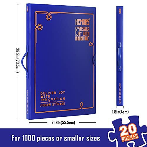 Hxmars Puzzle Storage Folder For 1000-Pieces Large Capacity Jigsaw Puzzles Organizer Portable With 20 Pockets, Dustproof & Protective Puzzle Accessory