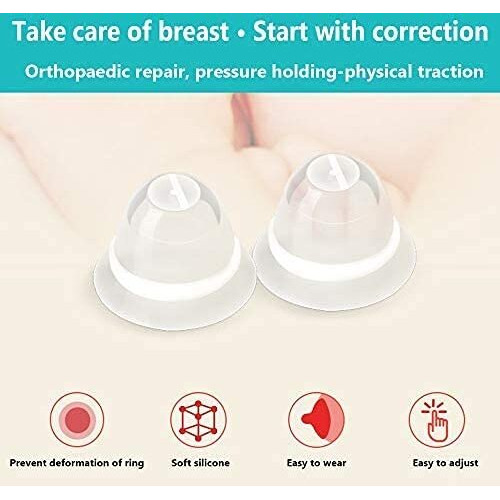 Nipple Corrector For Inverted, Flat And Shy Nipple, Can Be Used For Breastfeeding Or Women, Softly Wear Day And Night(1 Pair With Travel Case)