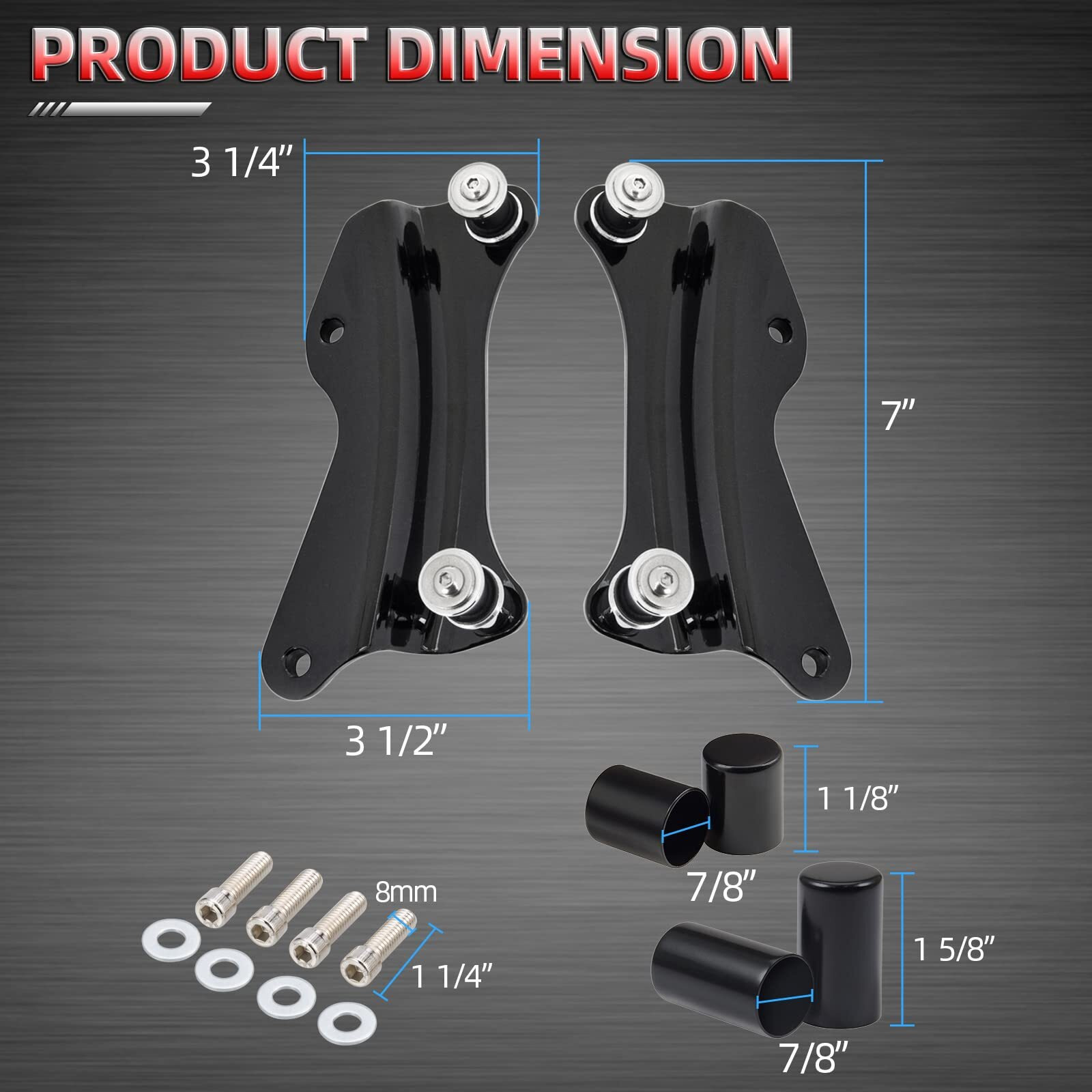 Amazicha Vivid Black 4 Point Docking Hardware Kit , 4 Pcs Docking Hardware Covers Compatible For Harley Davidson Touring Street Glide Electra Glide Road Glide Road King 2014-2023