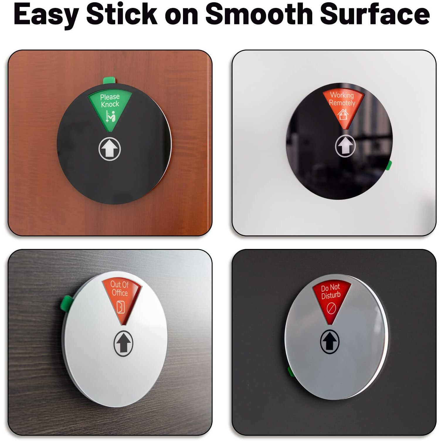 6 Options Office Privacy Sign, Do Not Disturb Rotating Door Hanger Sign,Out Of Office Sign, 6 Inches Black Silver