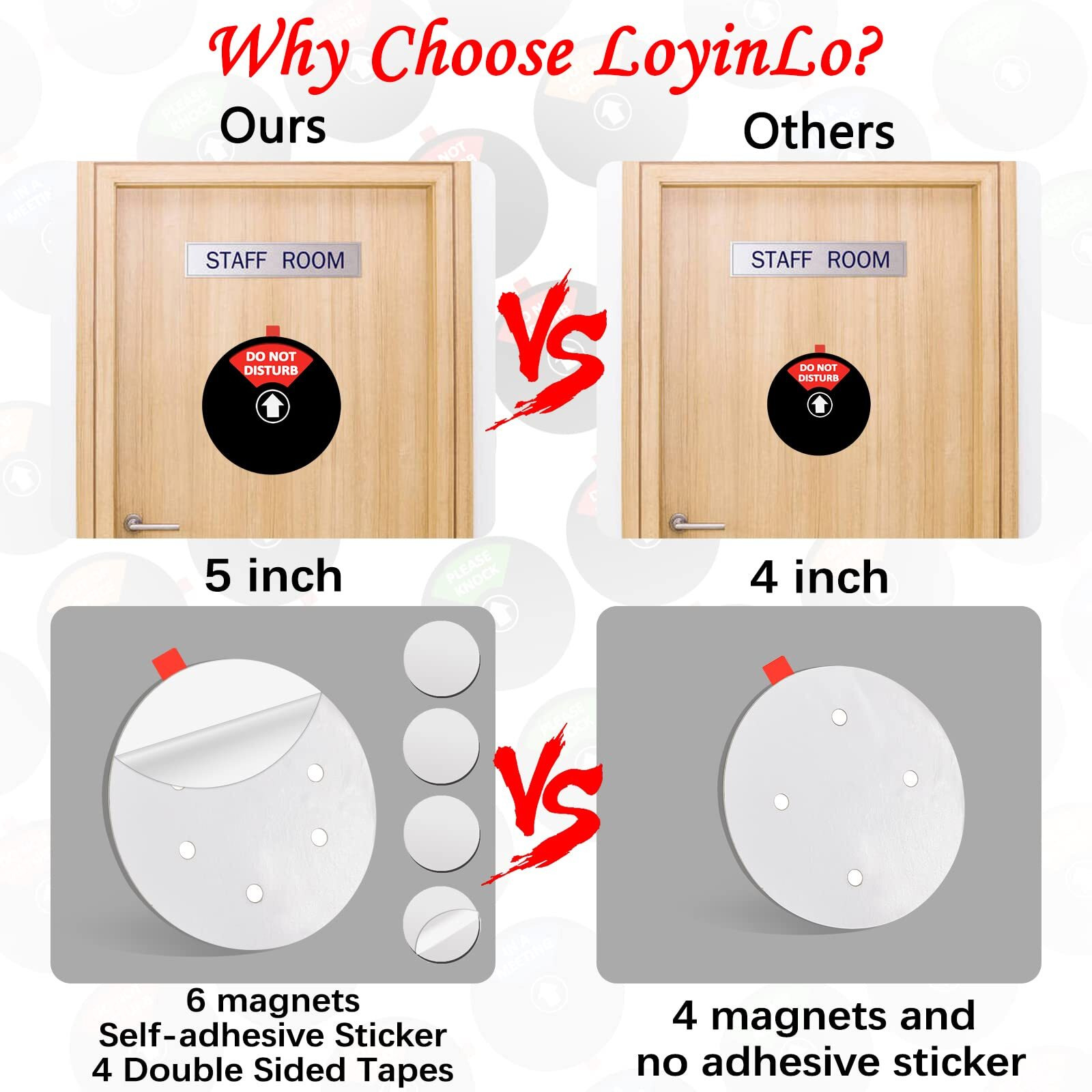 Privacy Sign,Do Not Disturb/Please Knock/Out Of Office/In A Meeting Sign,Office Door Sign That Lets Others Know Whether You'Re Available Or Not (5Inch,Black)