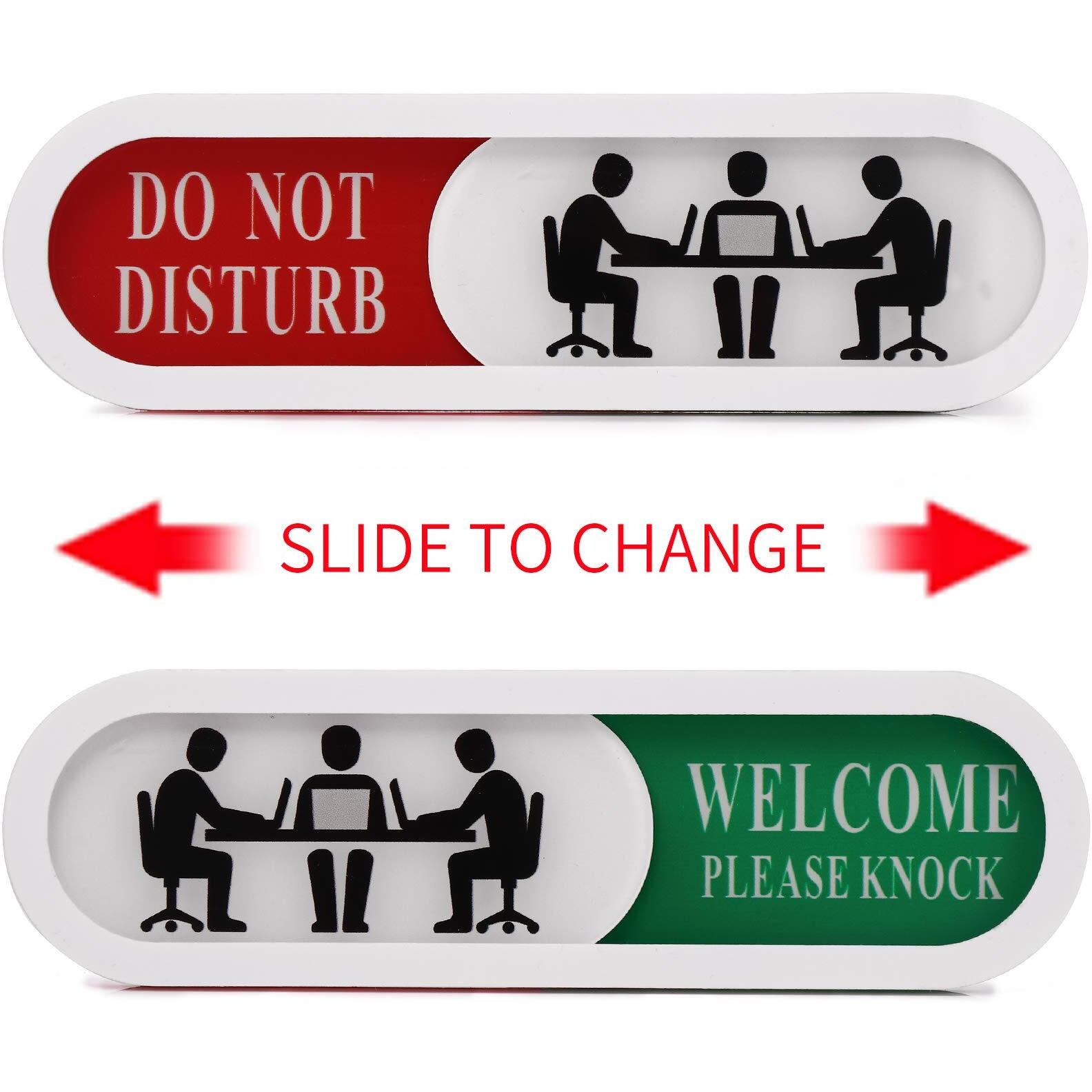 Do Not Disturb Welcome Please Knock Sign,Privacy Sign For Home Office Hotles Hospital Conference Room,Slider Door Sign (Tells Whether Room Vacant Or Occupied), 6.69'' X 1.96''