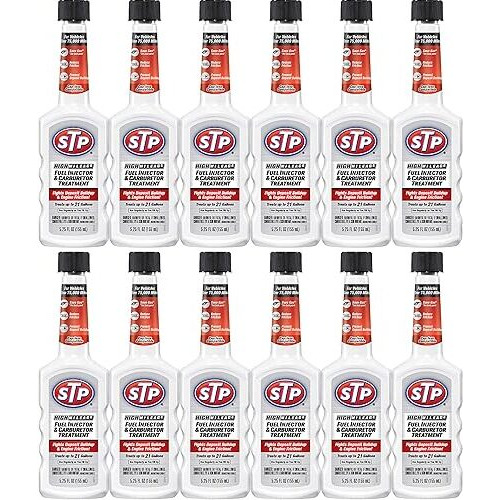 Stp High Mileage Fuel Injector Cleaner And Carburetor Cleaner Treatment, Bottled Lubricant For Upper Cylinder, 5.25 Oz, 12 Count, Stp