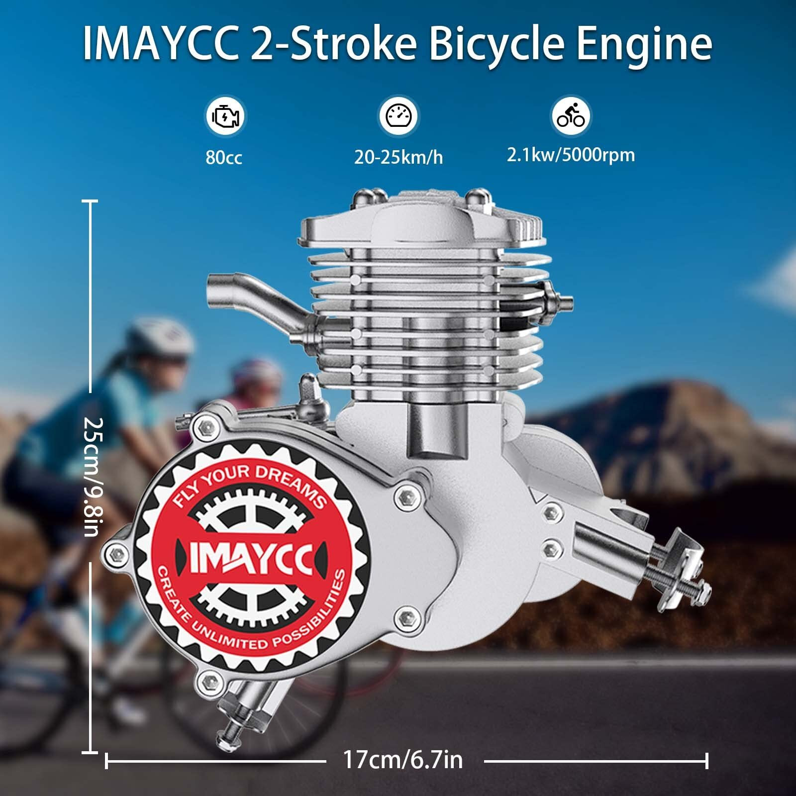 Imaycc 80Cc Bicycle Engine Kit, 2-Stroke Motorized Bicycle Kit Fit For 26-28&quot Bikes, Bike Motor Kit With Wired Digital Computer (Silver)