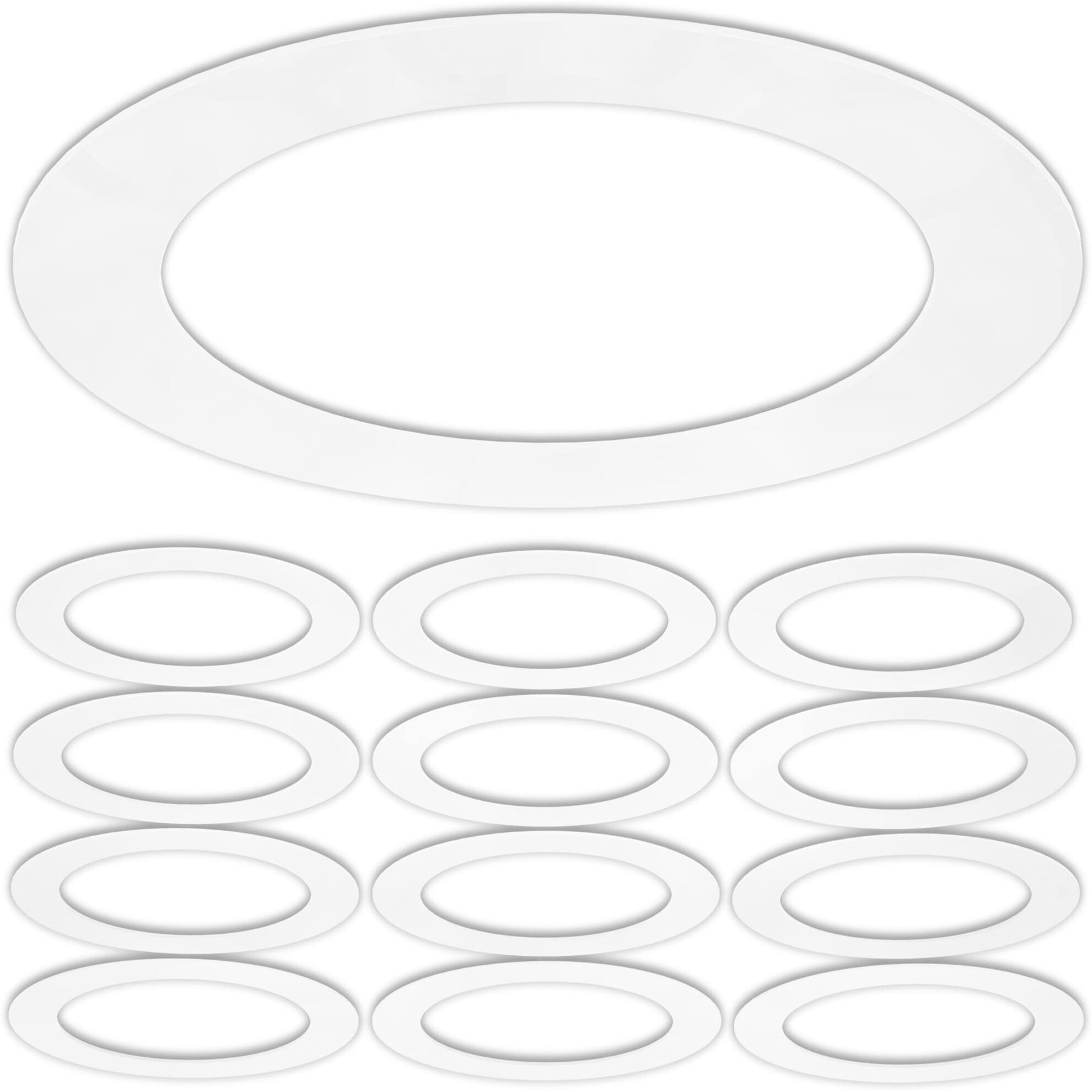 12 Pack Gloss White Goof Trim Ring For 6 Inch Recessed Can Lighting Down Light, Outer Diameter 8 Inches, Inner Diameter 5.8 Inches