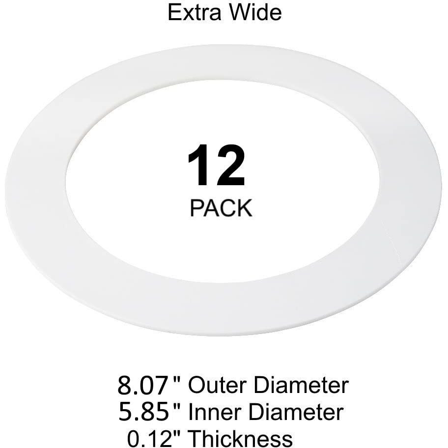 12 Pack Gloss White Goof Trim Ring For 6 Inch Recessed Can Lighting Down Light, Outer Diameter 8 Inches, Inner Diameter 5.8 Inches