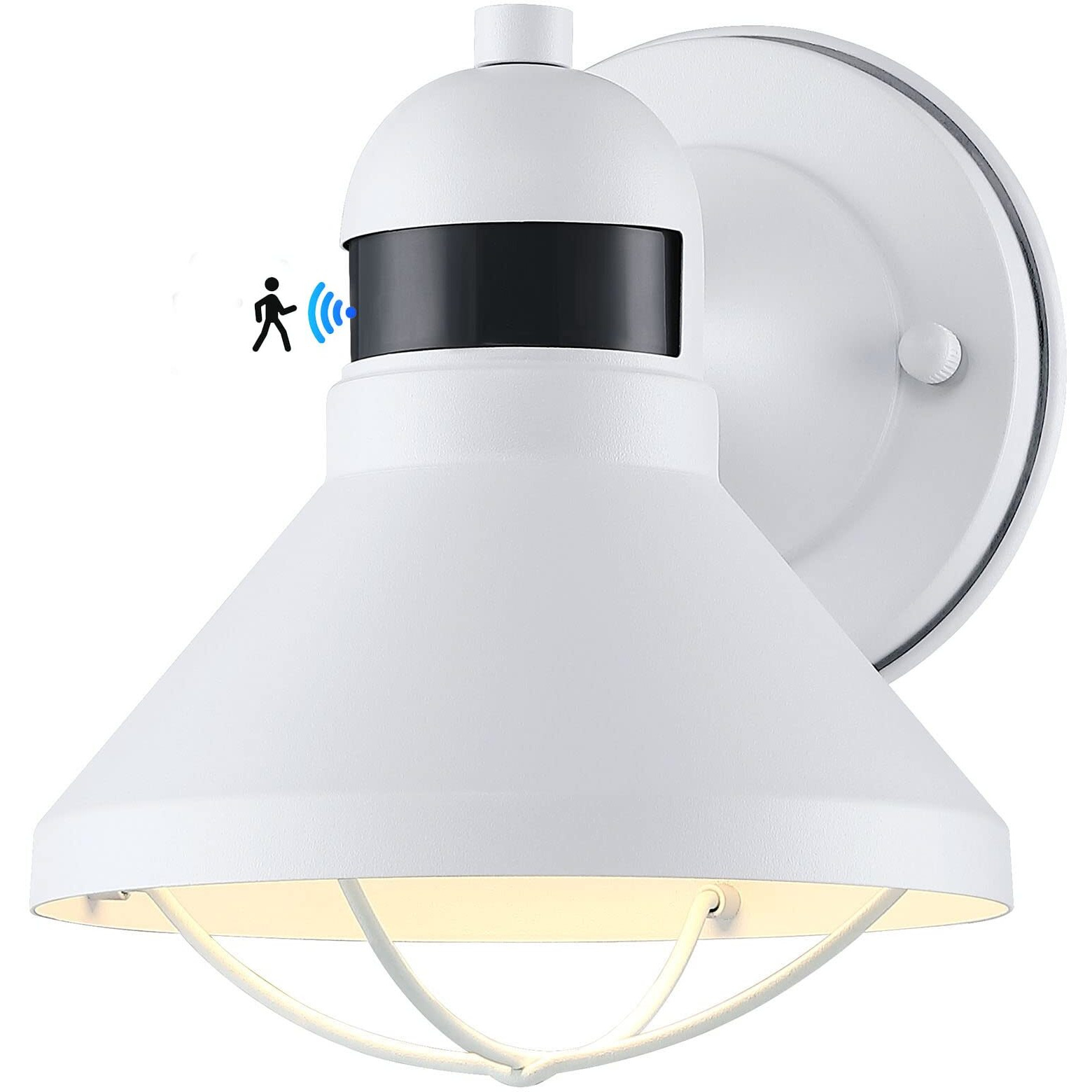 Dusk To Dawn Motion Sensor Led Outdoor Barn Light Fixtures White Exterior Wall Lantern Waterproof Outside Sconce Lighting Rustic Farmhouse Wall Mount Lamp For House Porch Patio Garage Entryway