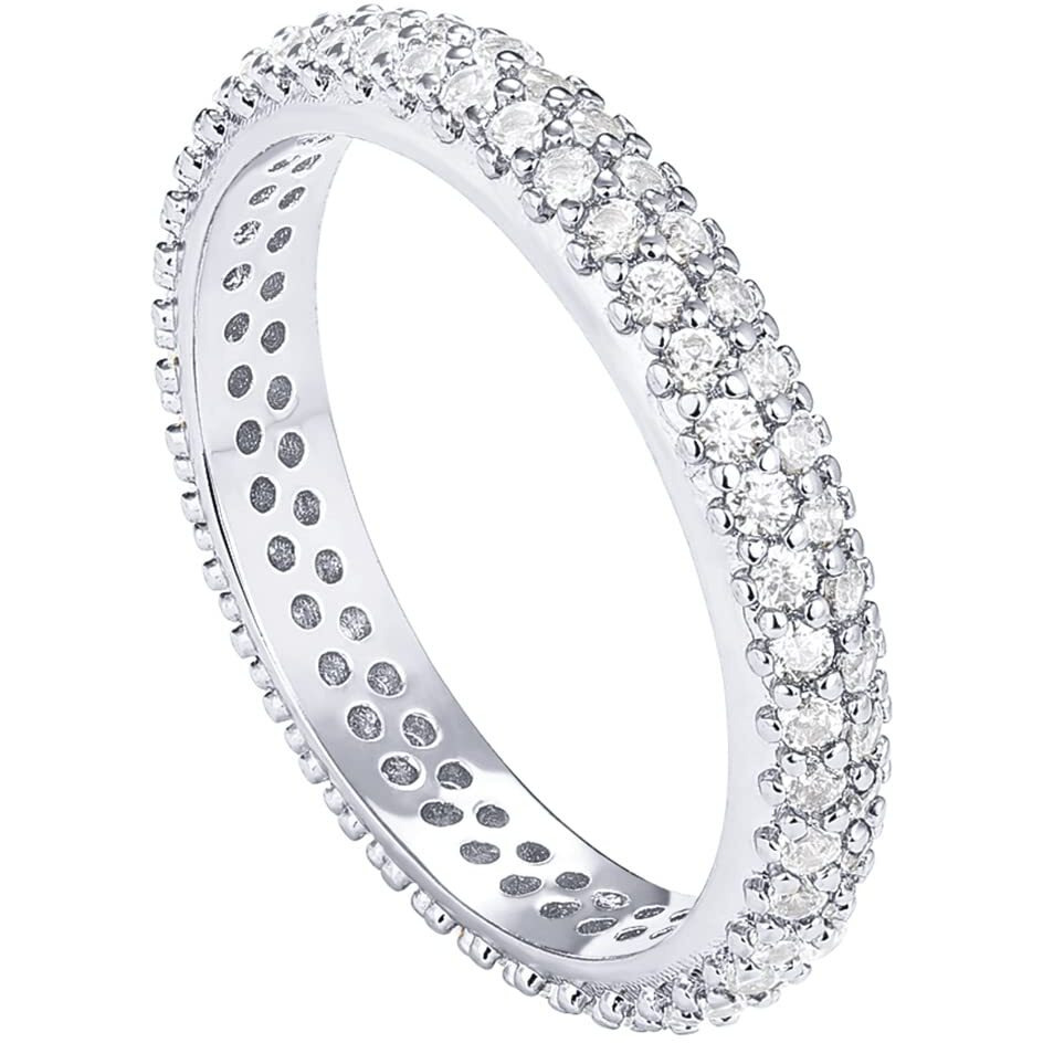 Pavoi 14K Gold Plated Cubic Zirconia Double Row Eternity Band White Gold For Women Size 5