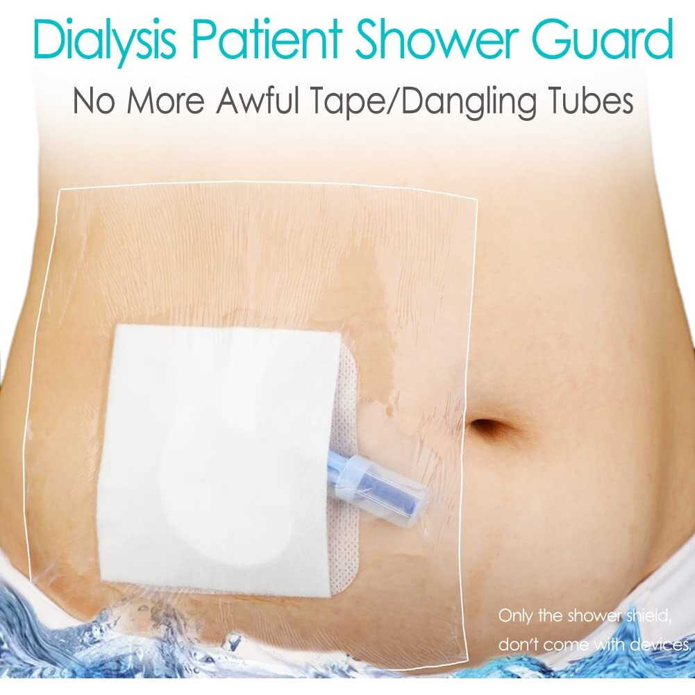 Waterproof Shower Cover Shields, Non-Stick Center Pad For Dialysis Port Picc Line Chest Catheter Pd Peritoneal Dialysis Chemo Feeding Tube Peg G-Tube Patient Bandage Protector, 8&quotX8"(Pack Of 25)