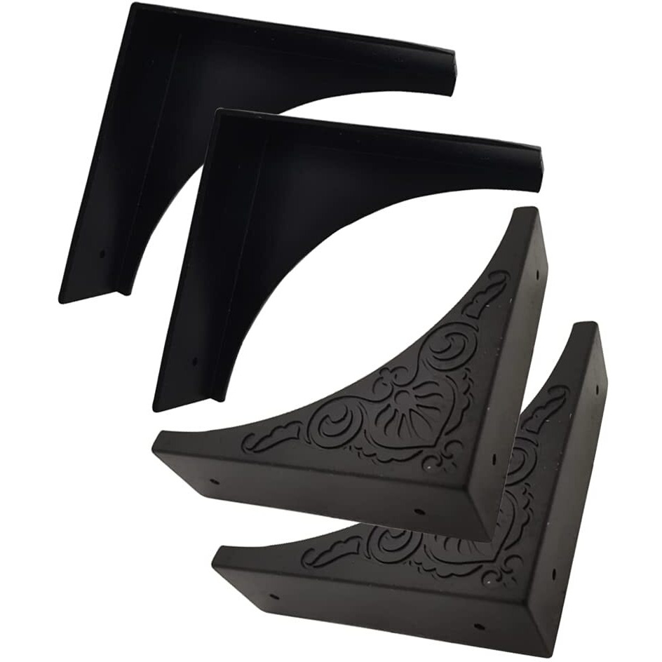 Llhdkf 4 Pcs Corner Protector Metal Box Edge Safety Guard Cabinet Furniture Corner Metal Bumpers (Black)