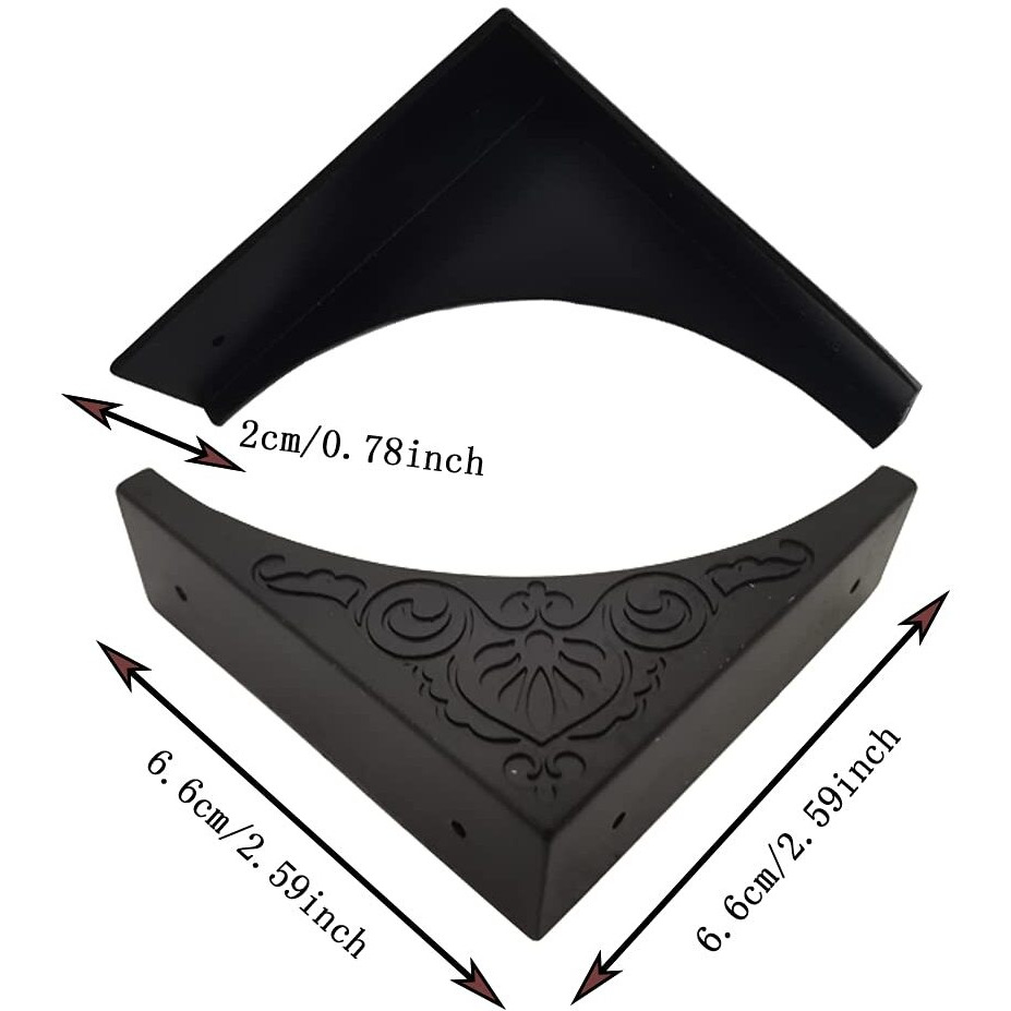 Llhdkf 4 Pcs Corner Protector Metal Box Edge Safety Guard Cabinet Furniture Corner Metal Bumpers (Black)