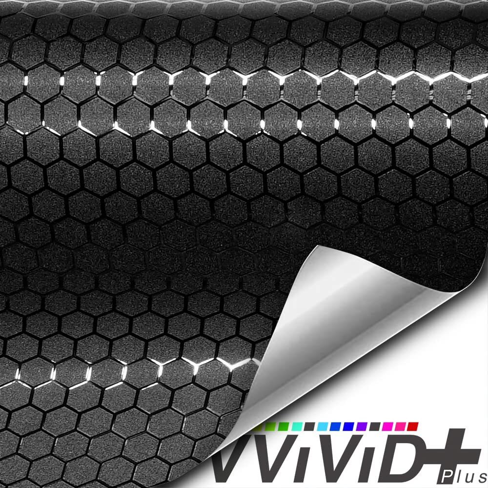 Vvivid+ Honeycomb Matte Black Medium Pattern Car Wrap Vinyl (6Ft X 5Ft)