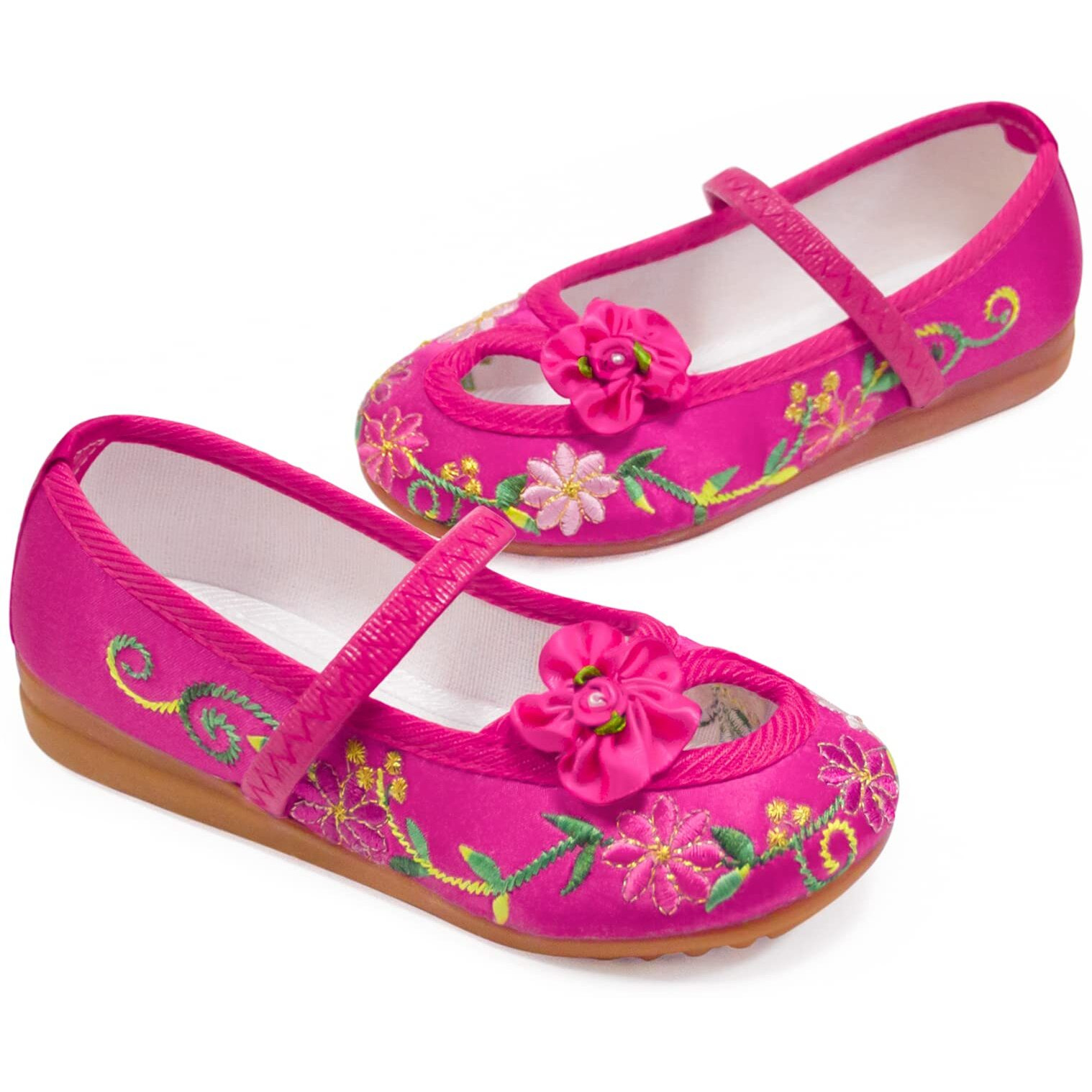 Ccjrlm Encanto Mirabel Isabela Shoes For Girls Costume Cosplay Dress Up Embroidery Mary-Jane Ballet Shoes