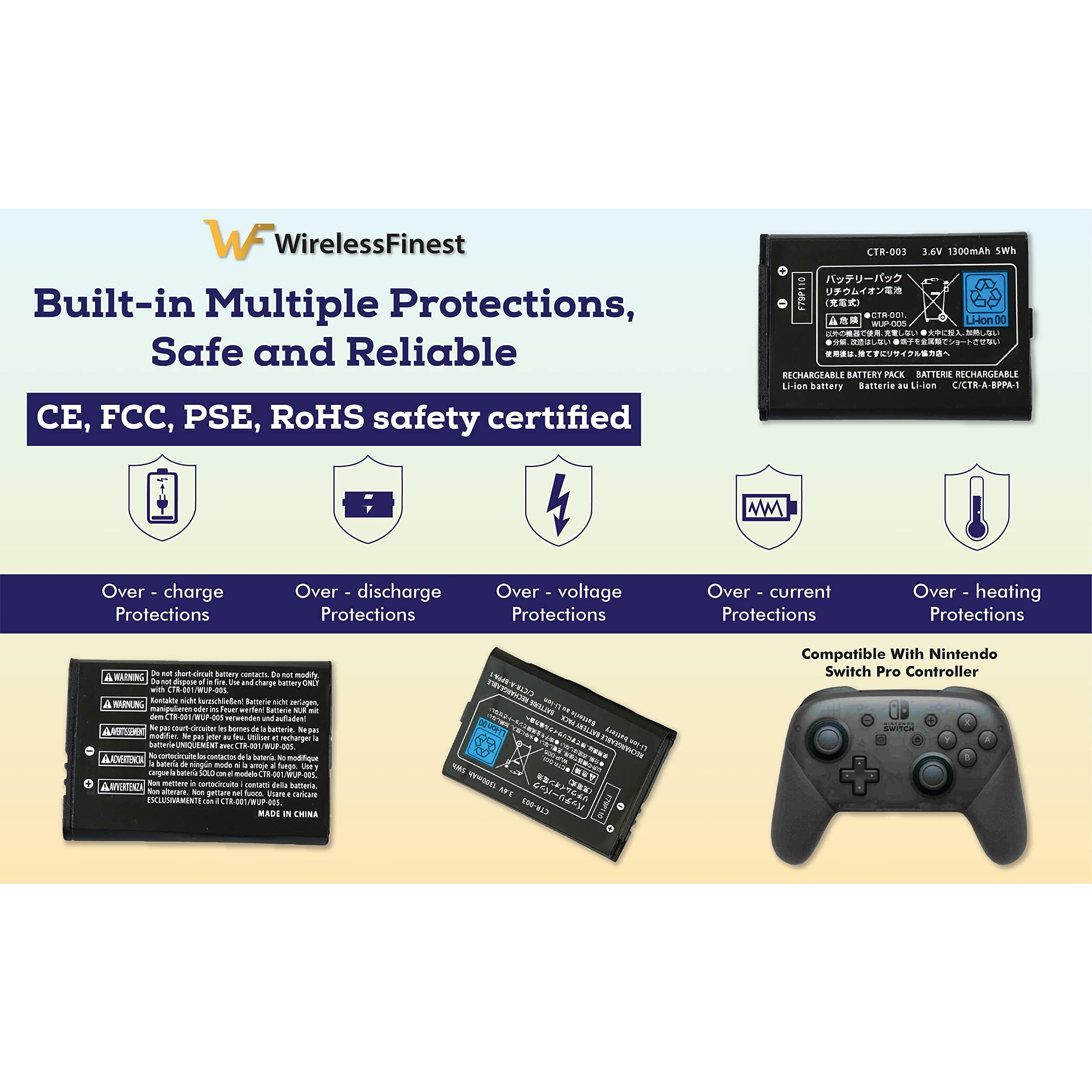 Wirelessfinest Battery Ctr-003 Replacement For Nintendo Switch Pro Controller Hac-013 Fix Dead Power Issue