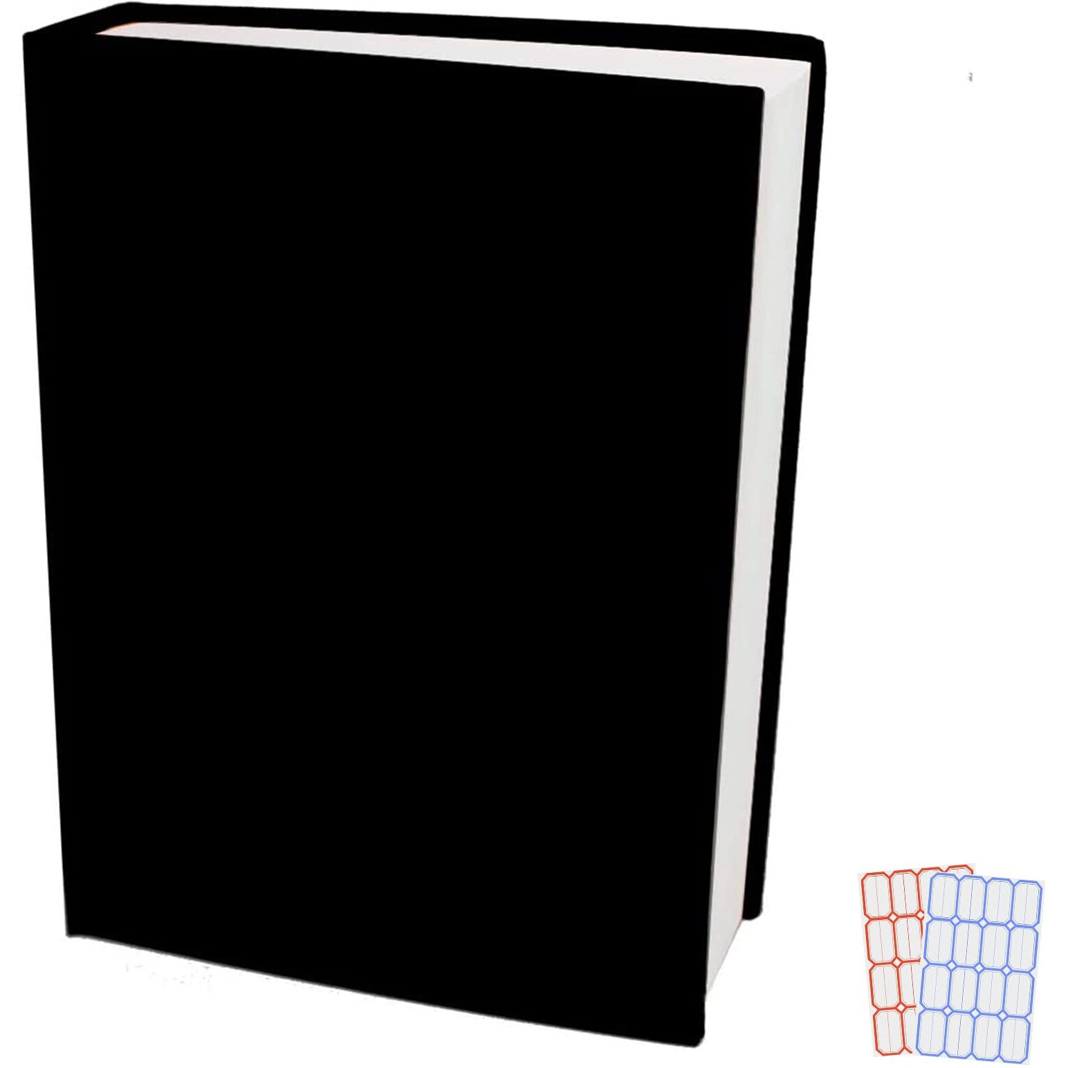 Black Stretchable Jumbo Book Sleeve Covers, Washable Durable Reusable Book Protector Fits Hardcover Textbooks Up To 9" X 12" Office Supply With Free Sticker Labels (1 Pack, Black)