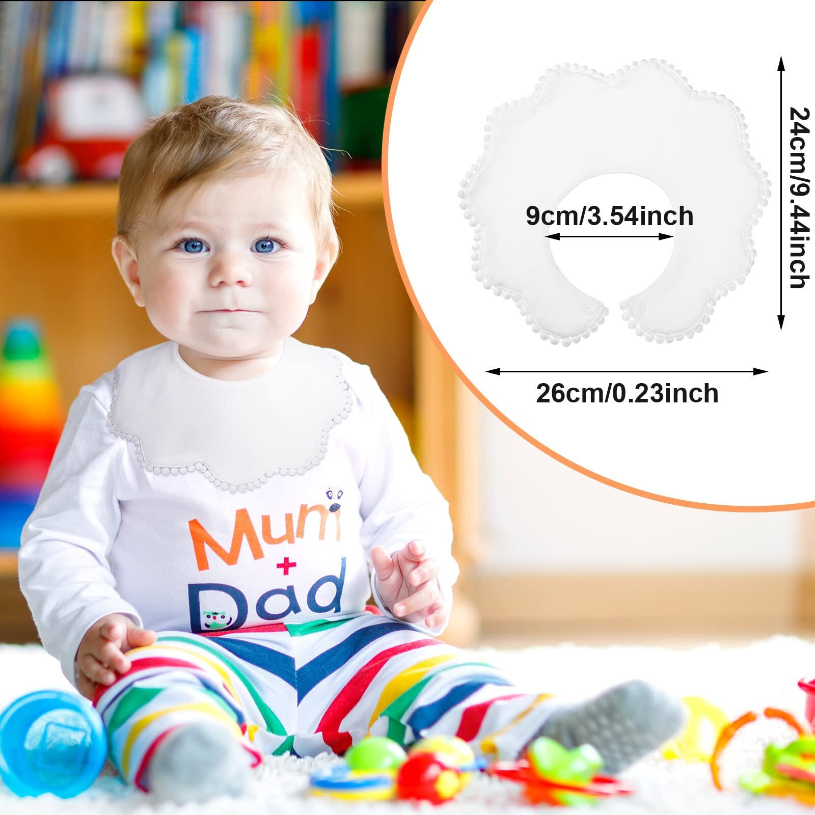 Jenpen 4 Pieces White Bibs For Baby Baby Girl Bandana Bibs Baby Bandana Drool Bibs 360 Bibs For Baby Girl Muslin Bibs Set For Teething Toddler