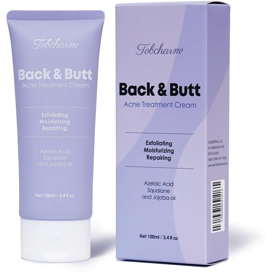 Butt Acne Clearing Treatment, Maximum Strength Body Cream For Back, Buttocks, Thigh & Chest Acne Removal, Skin Clearing Lotion For Men & Women, Foaming Cleanser For Bacne & Cystic Acne