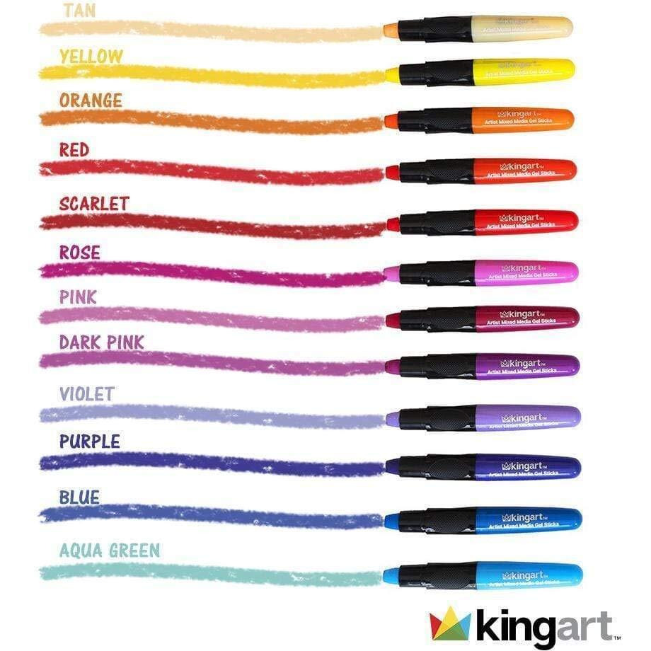 Kingart Gel Stick Artist Water Soluble Pigment Crayons Set Of 24 Unique Colors