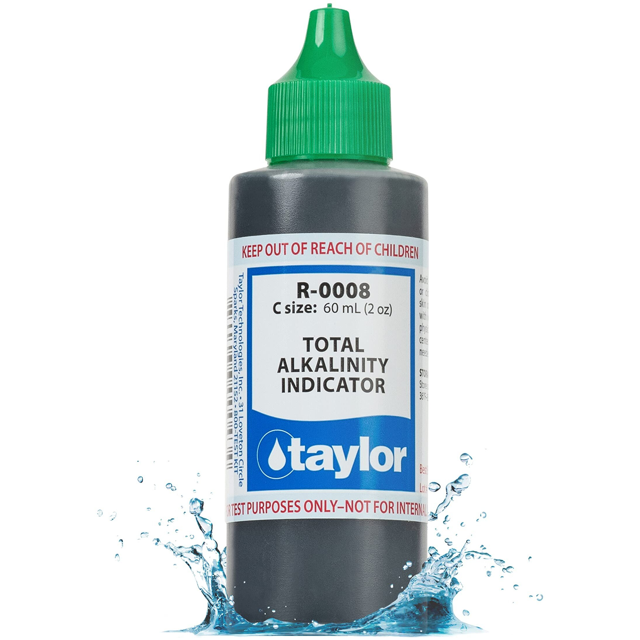 Taylor R-0008-C, Total Alkalinity Indicator, 2 Ounce, For Testing Total Alkalinity Levels In Pool And Spas, Dropper Refill For Water Test Kits, Replace Annually | Made In The Usa