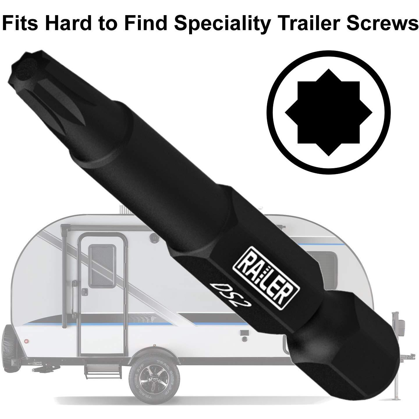 Railer 5 Pack Double Square 8 Point Star Bit Set. Premium S2 Steel 2 Inch 8 Spline Double Square Bit Set With A Storage Bit Holder