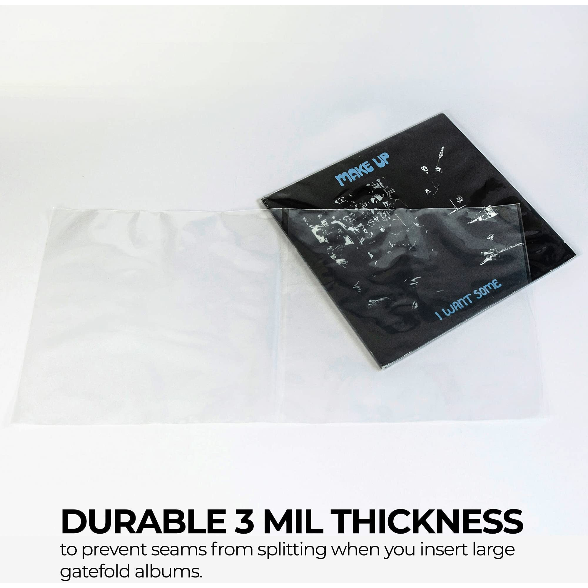 Gatefold Outer Lp Sleeves For 12 Inch Vinyl Record Storage | 3 Mil Thick Poly Clear Record Sleeves With Easy Access To Records In Vinyl Albums | Plastic Sleeve Protector (25 Pack)