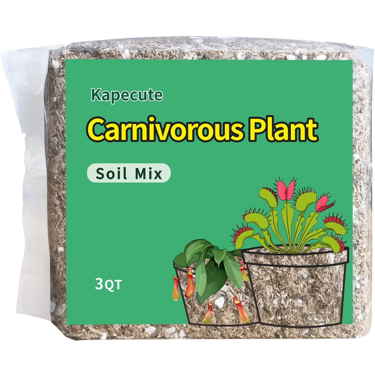 Kapecute Carnivorous Plant Soil Mix 3 Qts, Include Perlite And Sphagnum Moss Debris, Great Potting Soil For Venus Fly Traps, Pitcher Plants, Sundews