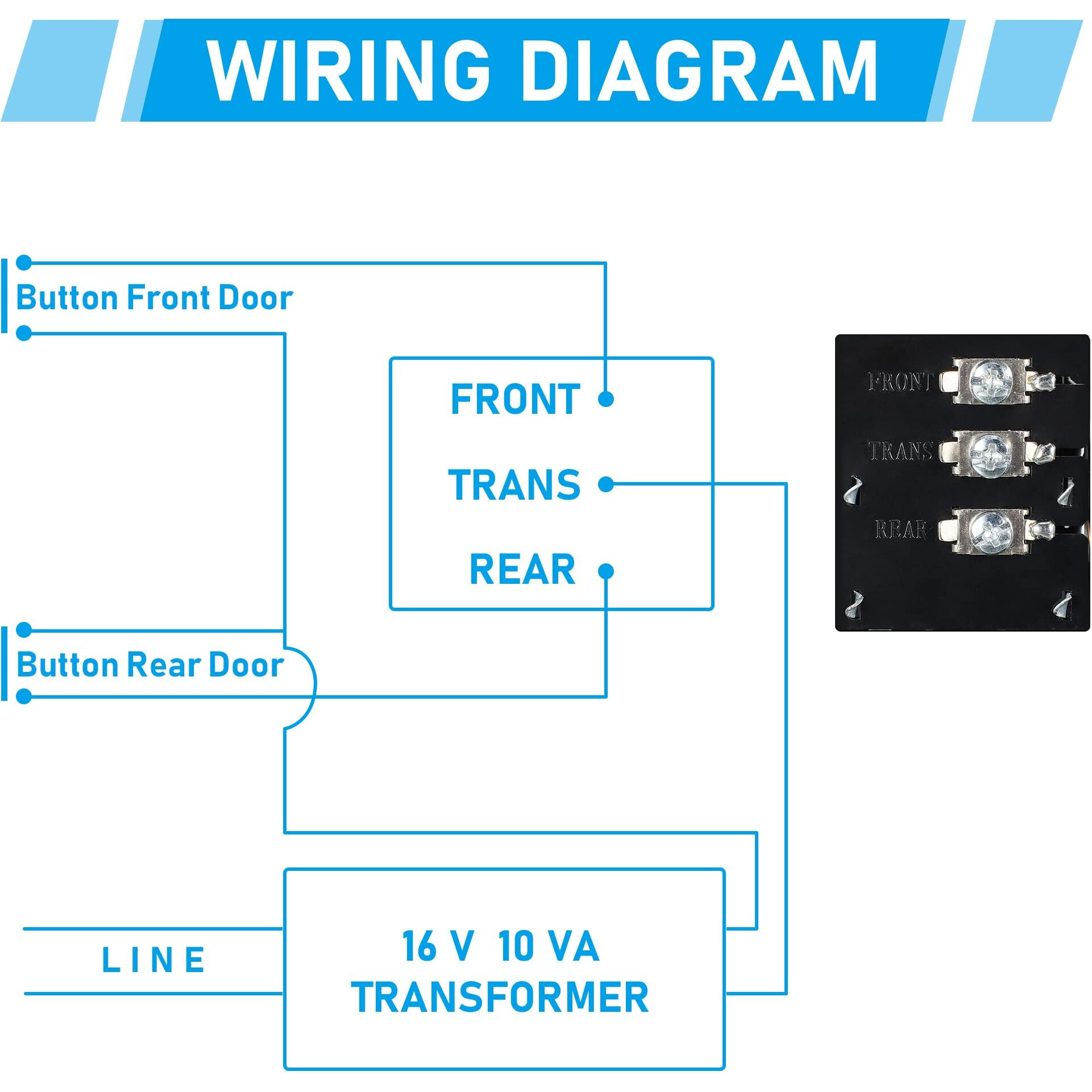Wired Doorbell Chime, 16V 10Va Front And Rear Door Chime For Home Wall Inside, Compatible With Doorbell Button And Doorbell Transformer, Two Loud Sounds (Classic Style)