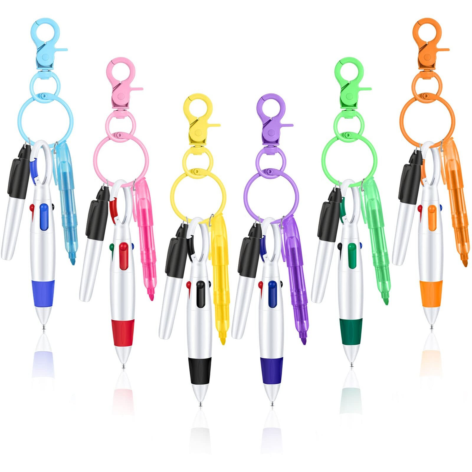 Fainne Mini Highlighter Nurse Pen Pack Set Nurse Pens For Badge Include Tip Highlighter Permanent Marker Pen Retractable Ball Pen With Nursing Keychain Clip (24)
