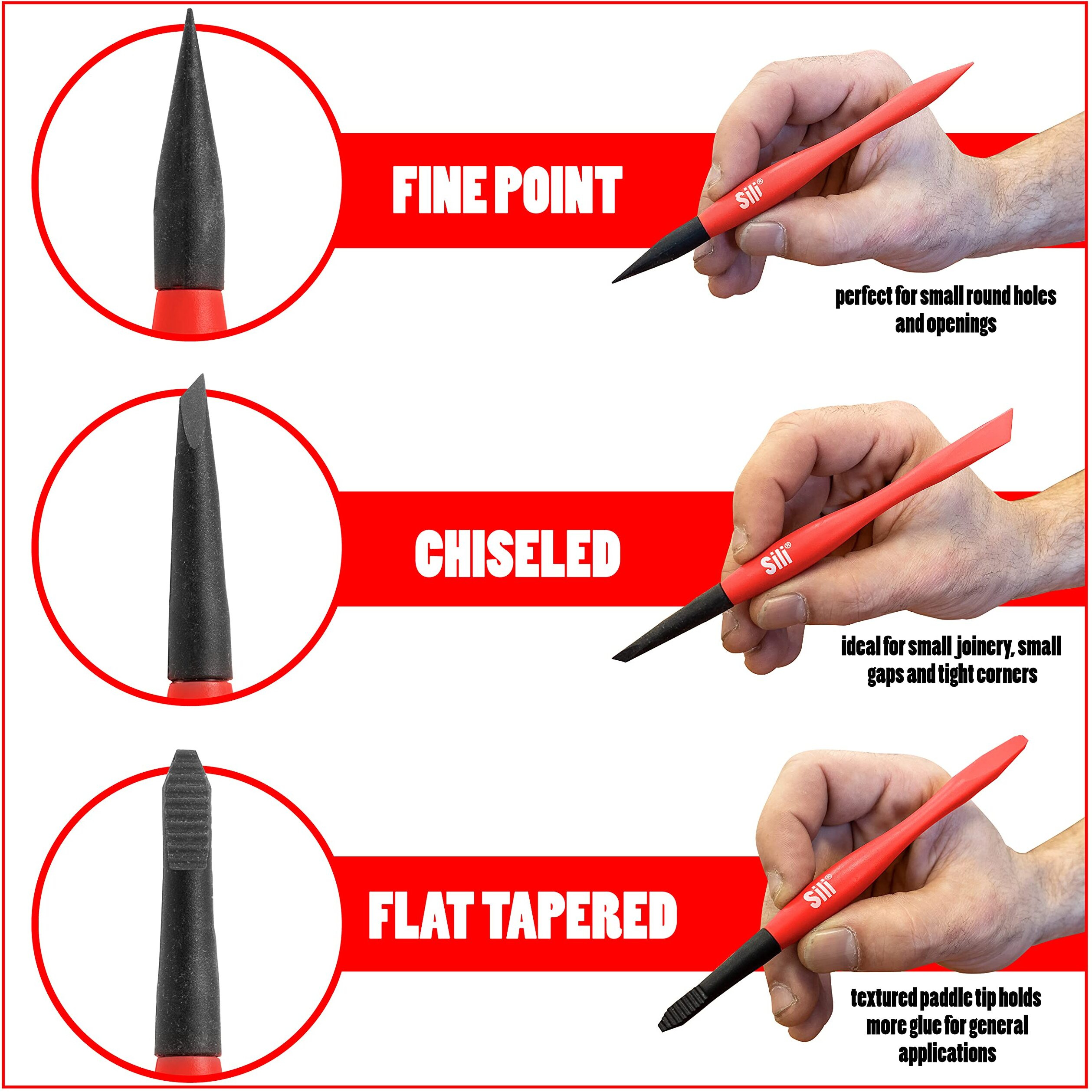 Sili Micro Glue Brush Applicator 3 Pack With Fine Tip