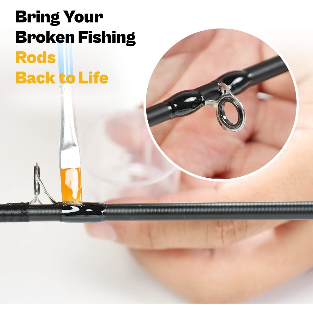 Ojy&Doiiiy Fishing Rod Repair Kit, All-In-One Supplies For Fishing Pole Eyelets Replacement With Rod Guides,Epoxy Glue,Wrapping Thread And Tape