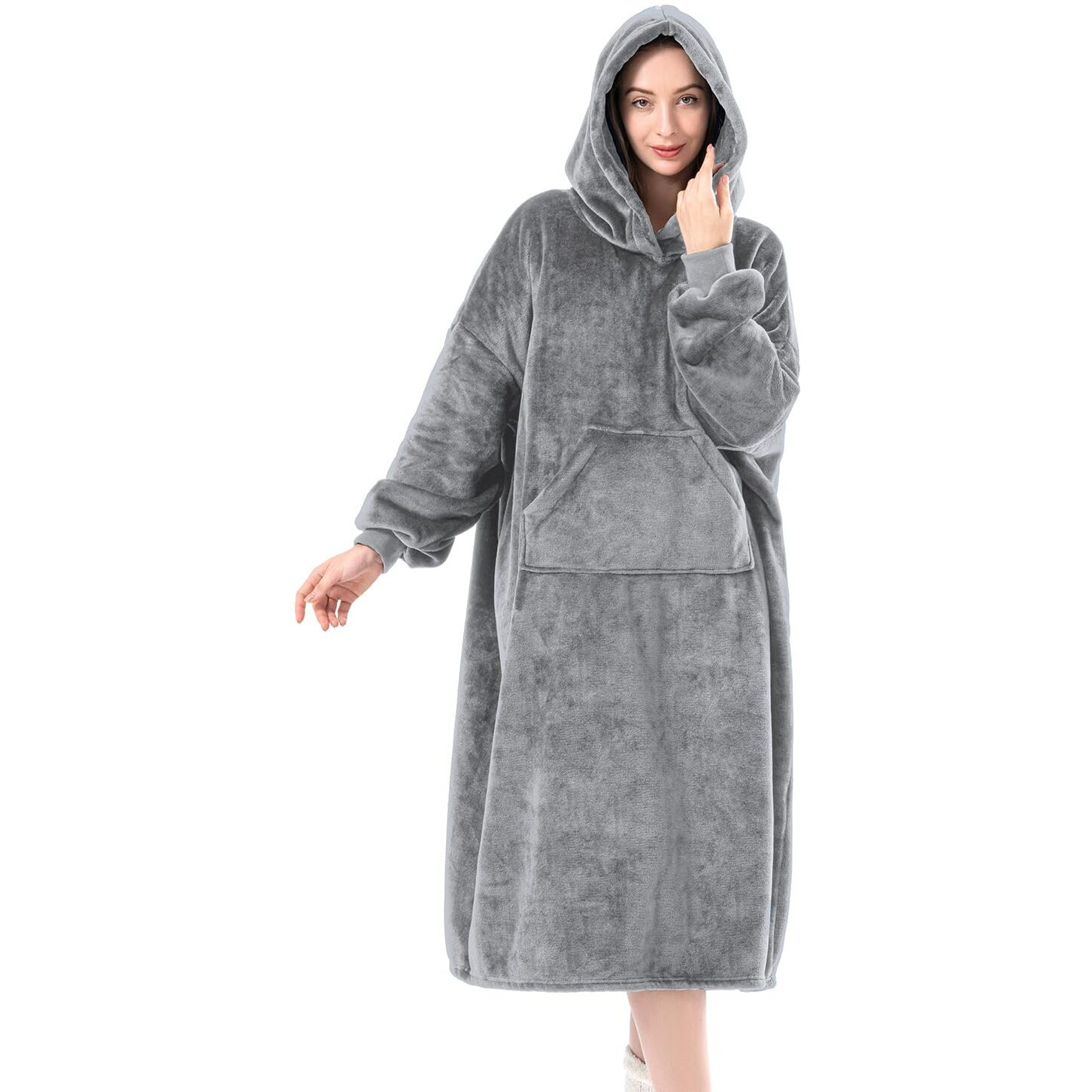 Wearable Blanket Hoodie For Women/Kids/Men, Oversized & Cozy Sherpa Lined Hoodie Sweatshirt Blanket