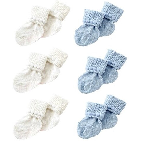 Nurses Choice Blue & White Newborn Baby Socks Includes 6 Pairs Of Cotton Socks