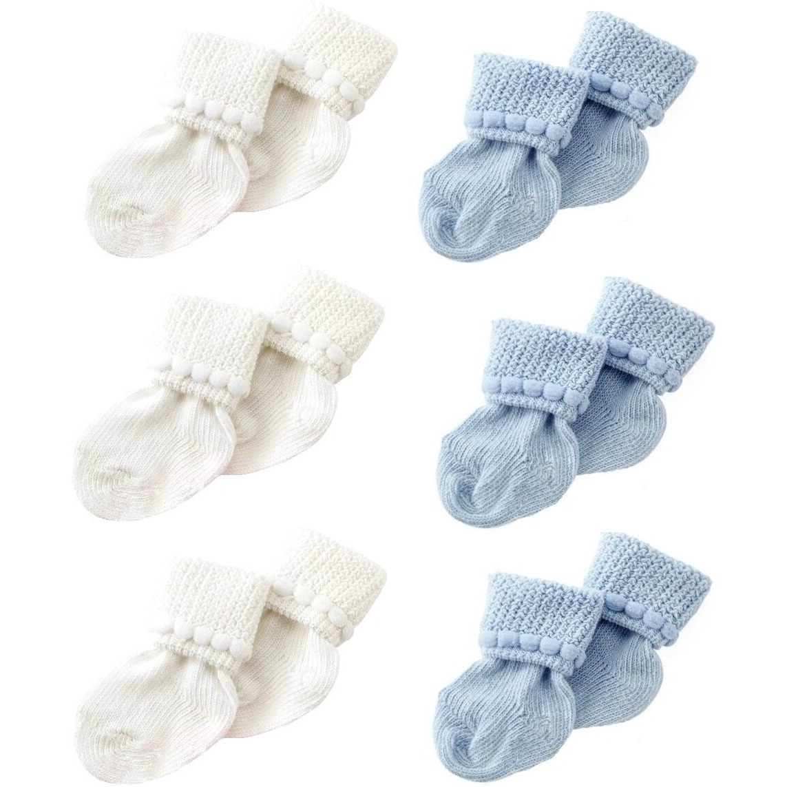 Nurses Choice Blue & White Newborn Baby Socks Includes 6 Pairs Of Cotton Socks