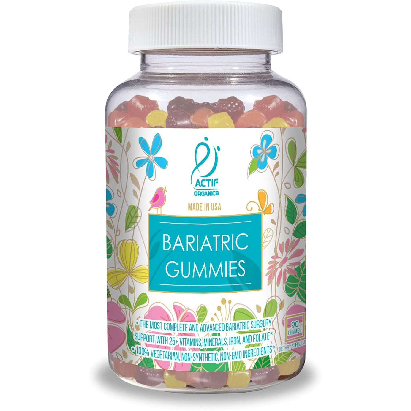 Actif Organic Bariatric Multivitamin Gummies With 25+ Organic Vitamins And Minerals For Bariatric Surgery, Advanced Formula - 90 Count