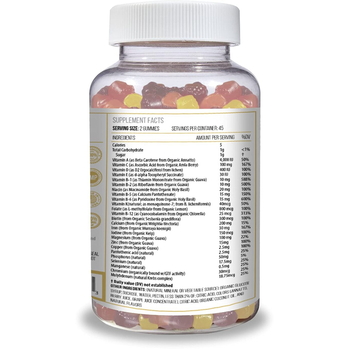 Actif Organic Bariatric Multivitamin Gummies With 25+ Organic Vitamins And Minerals For Bariatric Surgery, Advanced Formula - 90 Count