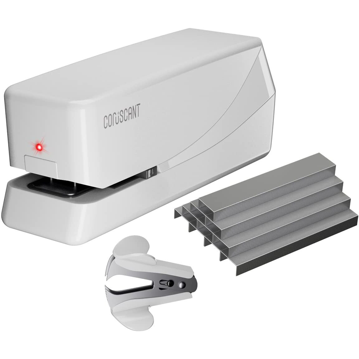 Coruscant Electric Stapler, Automatic Stapler,Electric Stapler Heavy Duty,25 Sheet Capacity, Can Store 210 Staples,Electric Stapler Desktop Ac Or Battery Powered For Home/Office Use(White)