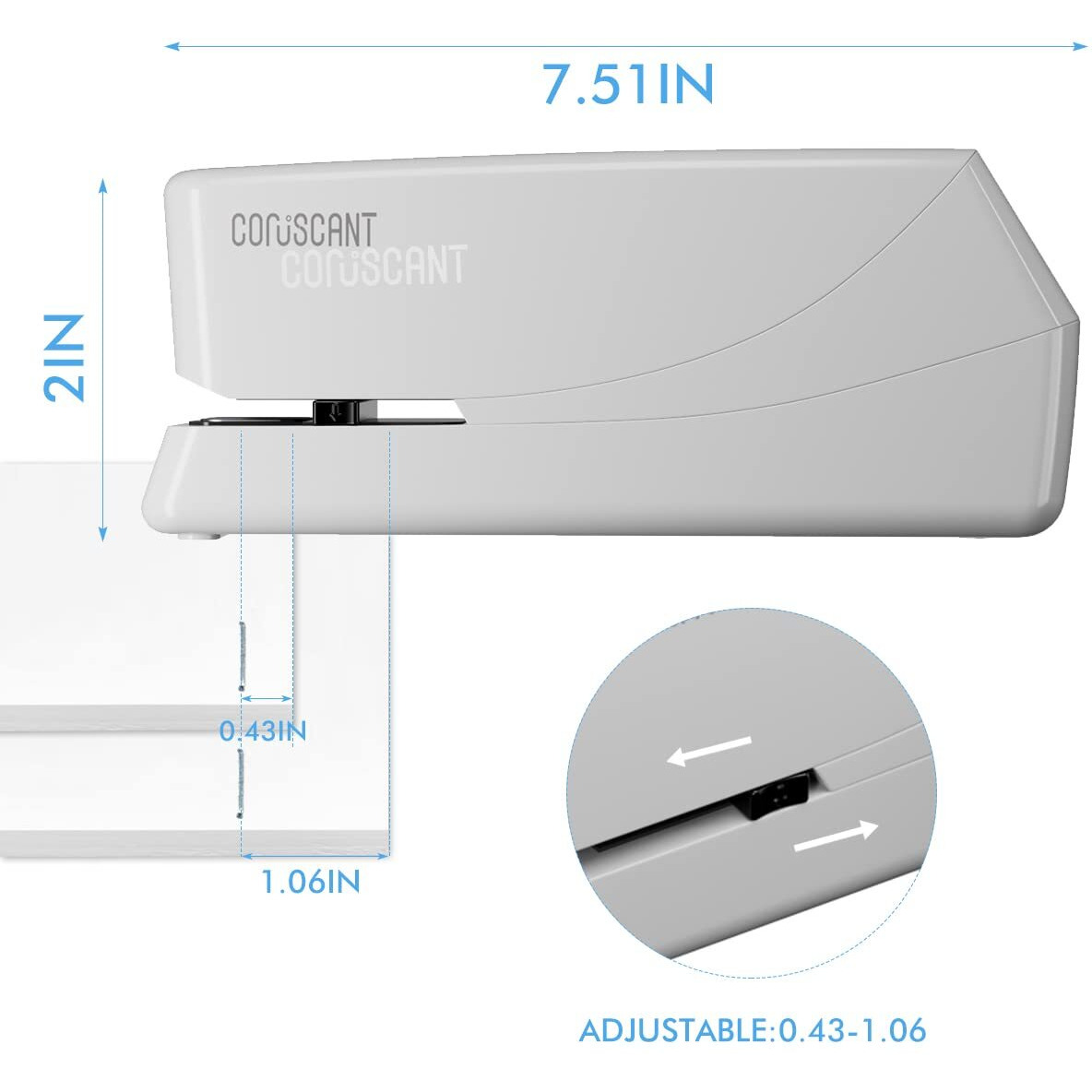 Coruscant Electric Stapler, Automatic Stapler,Electric Stapler Heavy Duty,25 Sheet Capacity, Can Store 210 Staples,Electric Stapler Desktop Ac Or Battery Powered For Home/Office Use(White)