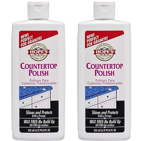 Hope's Countertop Restoration Polish, Streak-Free Kitchen Counter Cleaner, No Buildup Countertop Cleaner, Quartz, Marble, Corian, Composite, And Granite Cleaner And Polish, 8 Fl Oz, Pack Of 2
