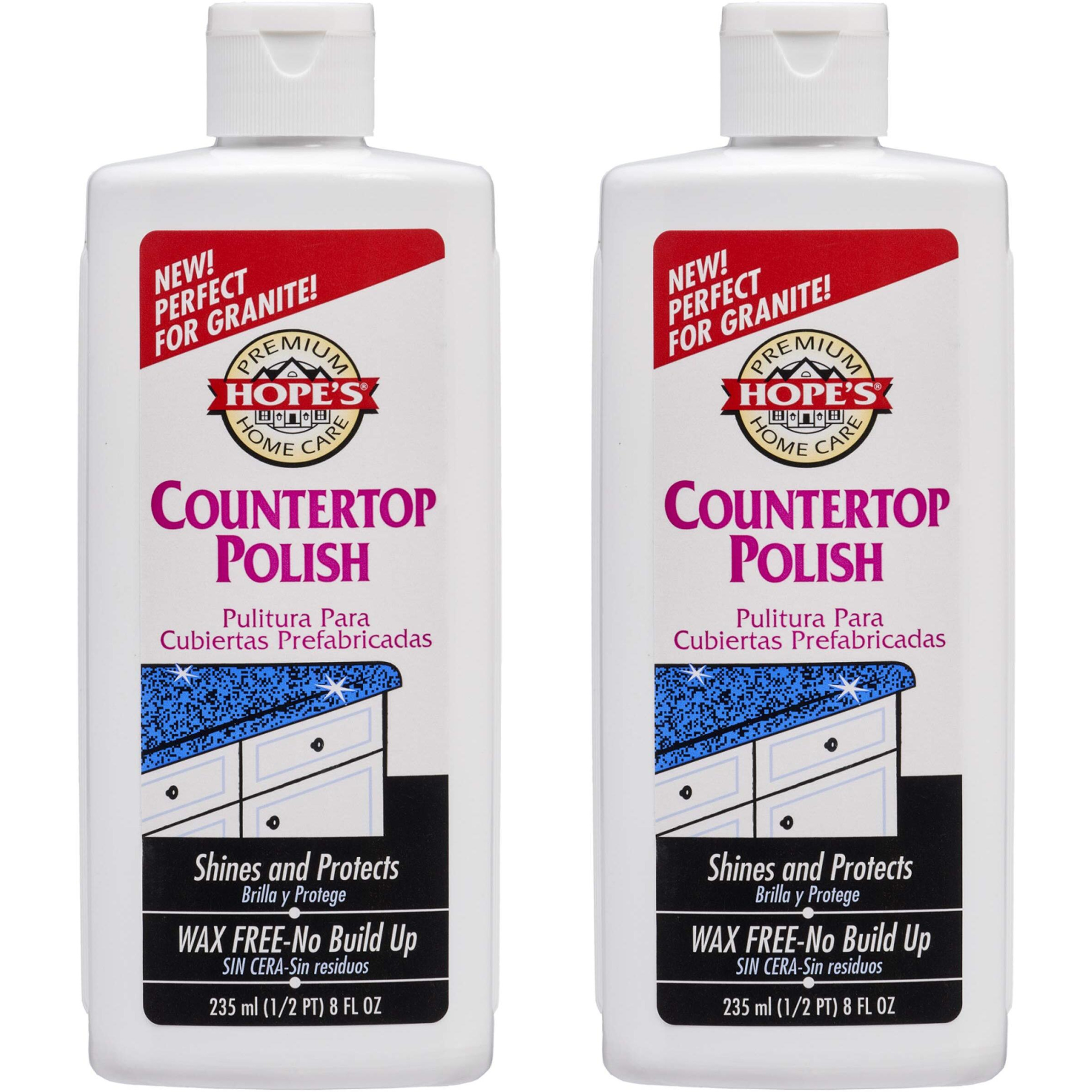 Hope's Countertop Restoration Polish, Streak-Free Kitchen Counter Cleaner, No Buildup Countertop Cleaner, Quartz, Marble, Corian, Composite, And Granite Cleaner And Polish, 8 Fl Oz, Pack Of 2