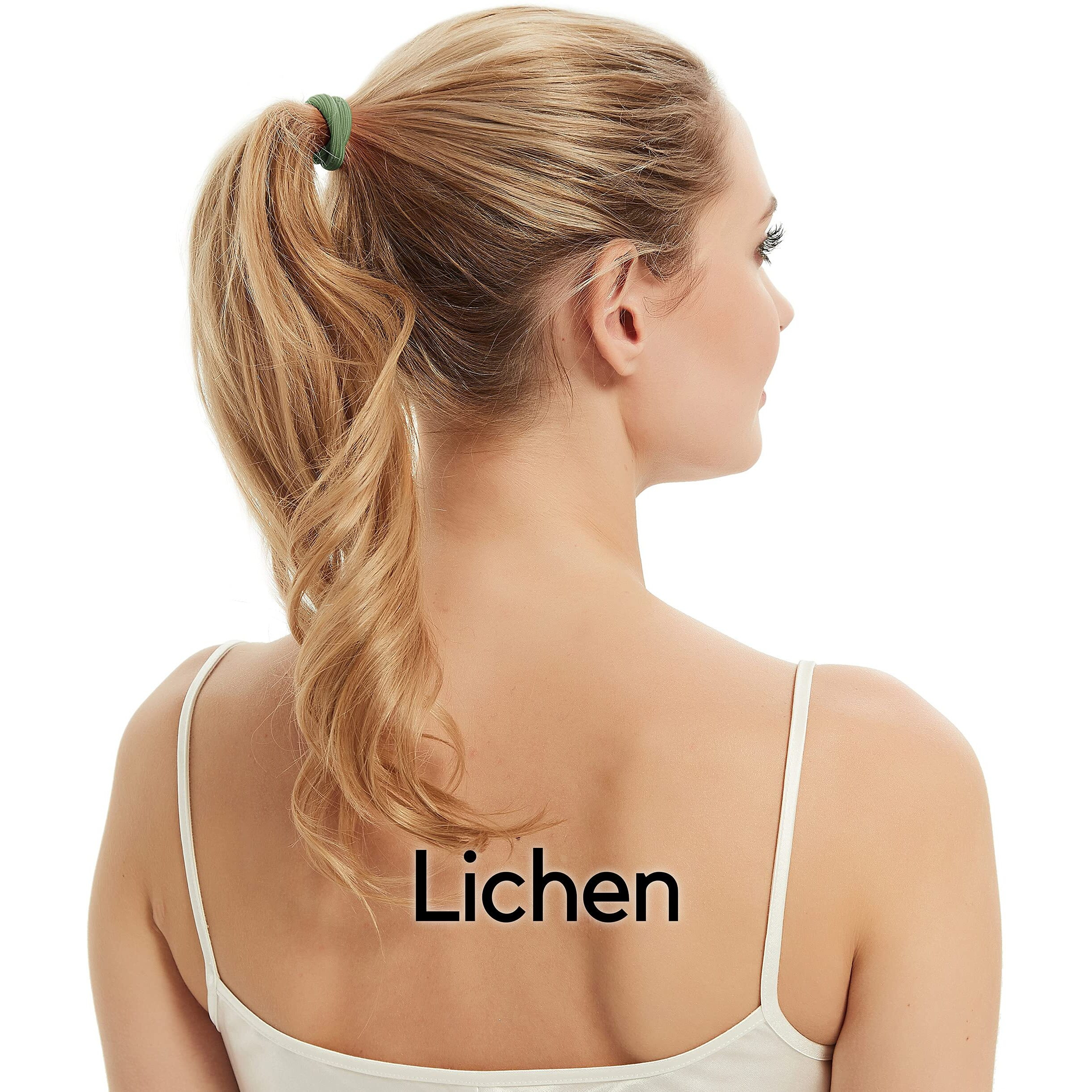 Hby Women's Hair Ties For Thick Or Curly Hair. No Slip Seamless Ponytail Holders Sports Thick Hair Ties, Lichen, 8Mm, 12 Pcs