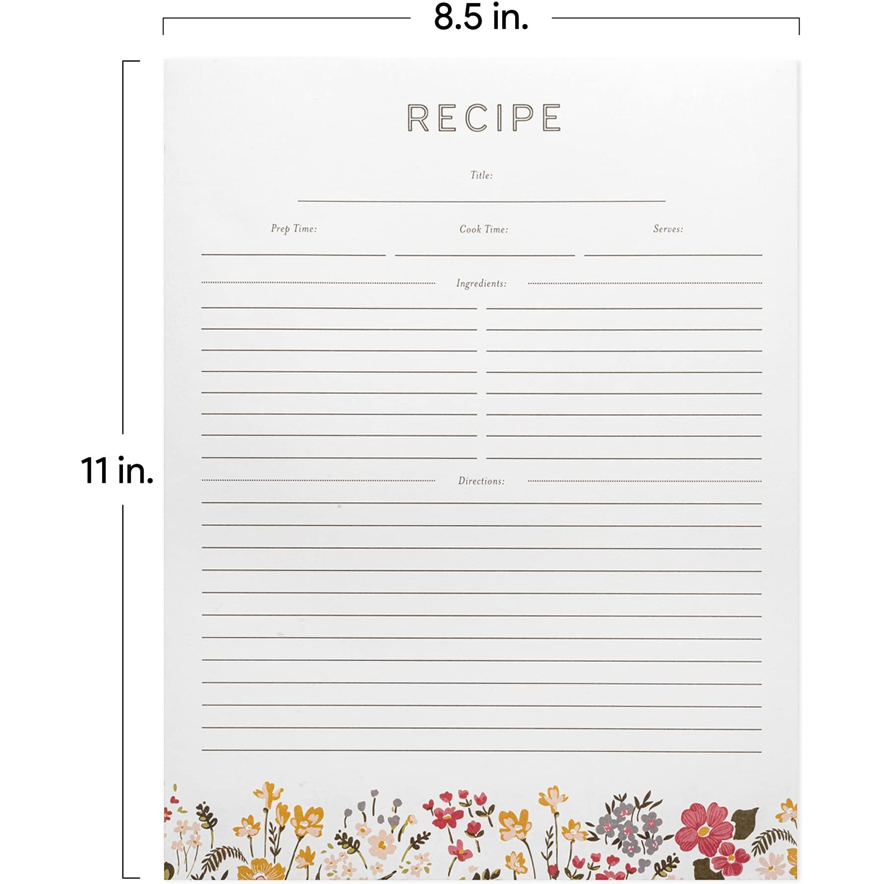Recipe Binder Protective Sleeves And Printed Paper 8.5" X 11" Expansion Pack (Midnight Floral)