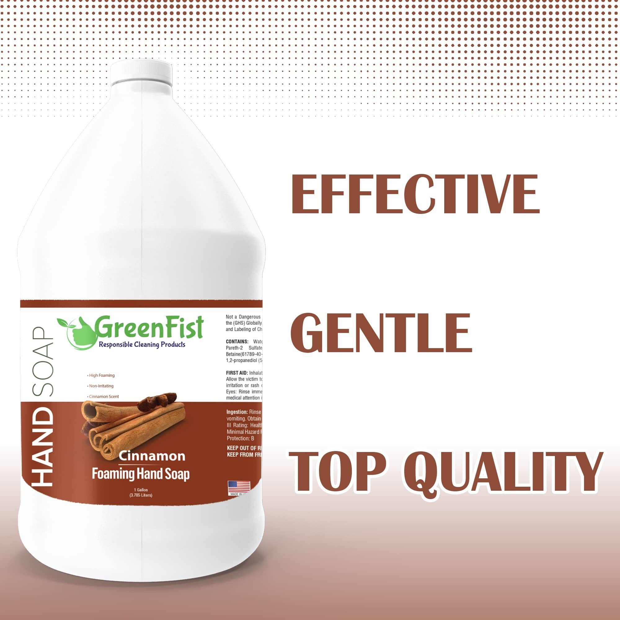 Greenfist Foaming Hand Soap Refills Cinnamon Scent Jug Foam Refill Made In Usa, 128 Ounce (1 Gallon)