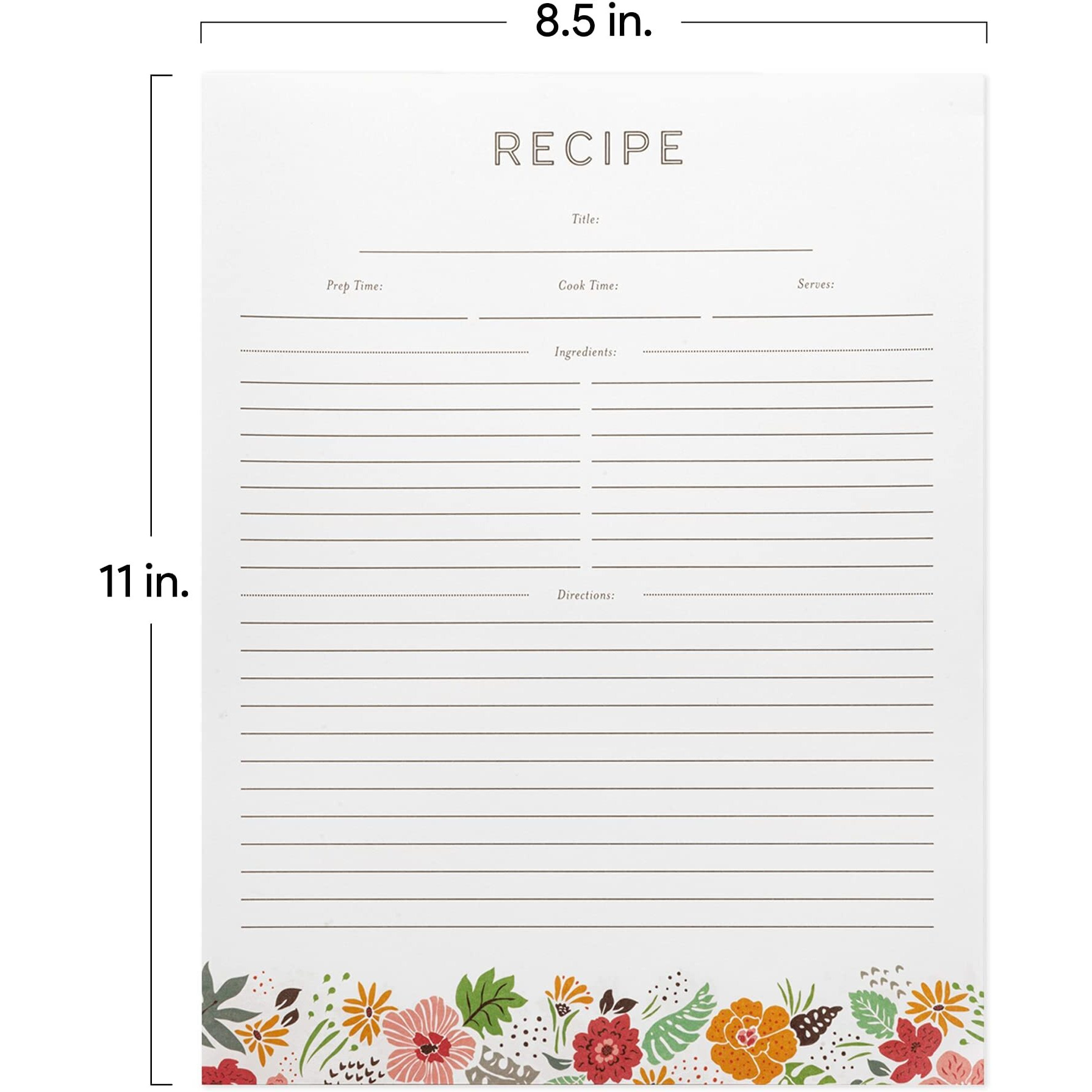 Recipe Binder Protective Sleeves And Printed Paper 8.5" X 11" Expansion Pack (Tropical Floral)