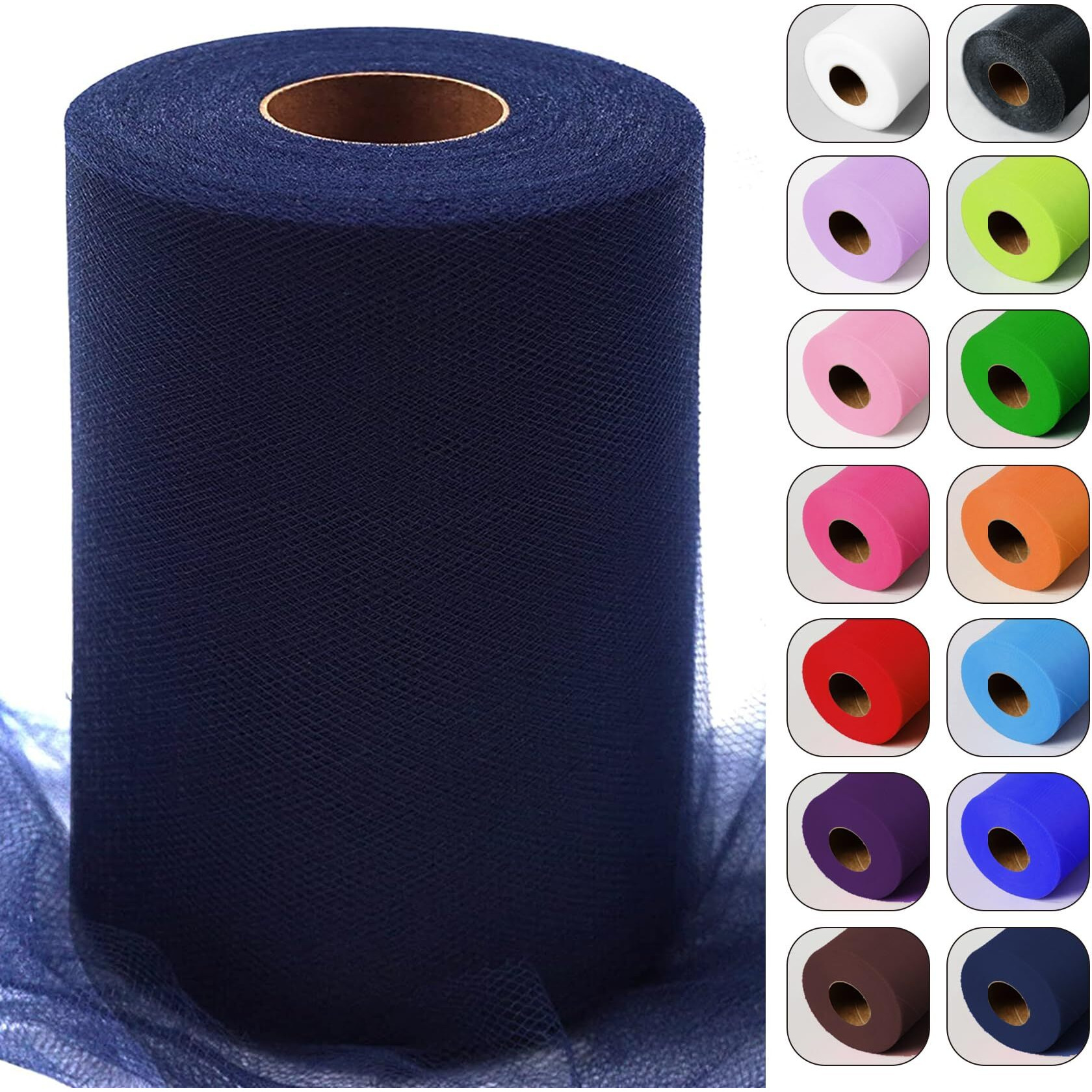 Tulle Fabric Roll 6" By 100 Yards (300 Feet) Tulle Netting Spool For Tutu Skirt Gift Wrapping Bow Wedding Baby Shower Decoration Party Backdrop Diy Crafts (Navy Blue)
