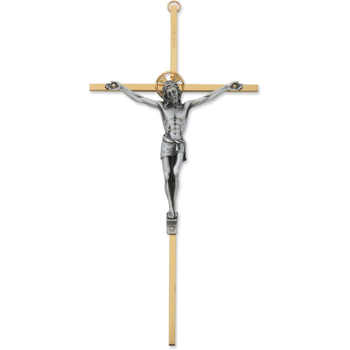 Tutone Brass Crucifix - 8 Inch
